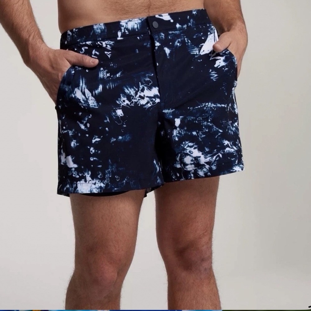 NEW VRST 5" Small Resort Shorts Navy Indigo Craft Swim Shorts Tie‎ Dye Trunks